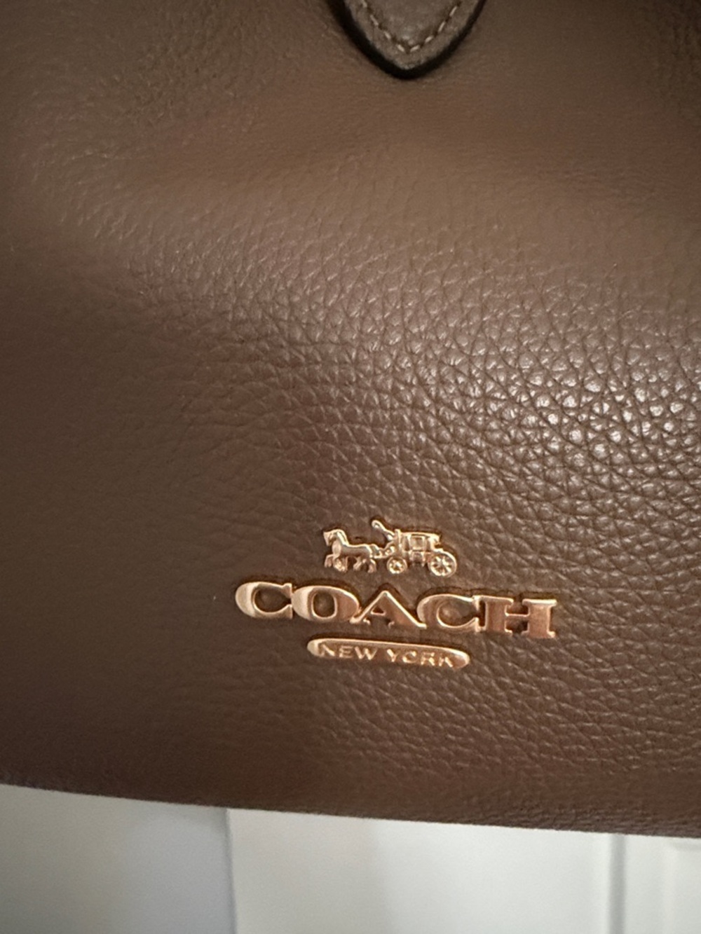 Coach Pebbled Leather Hadley Shoulder Bag in Taupe Brown with Gold Hardware - Picture 2 of 6